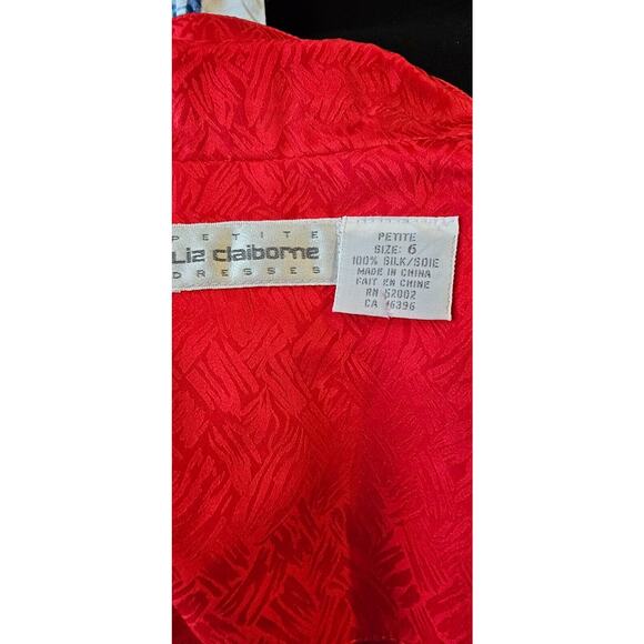 Vintage‎ 80s 100% Silk Liz Claiborne Red Sheath Dress & Jacket Set Sz 6 Petite - Picture 6 of 7